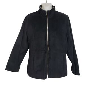 Norton McNaughton Womens Jacket Petite Size 8P Black Faux Suede Full Zip Pockets